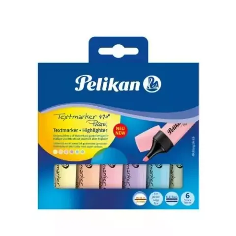 Zakreślacz PELIKAN 490 ; mix kolorów pastelowych 6 szt. 817325