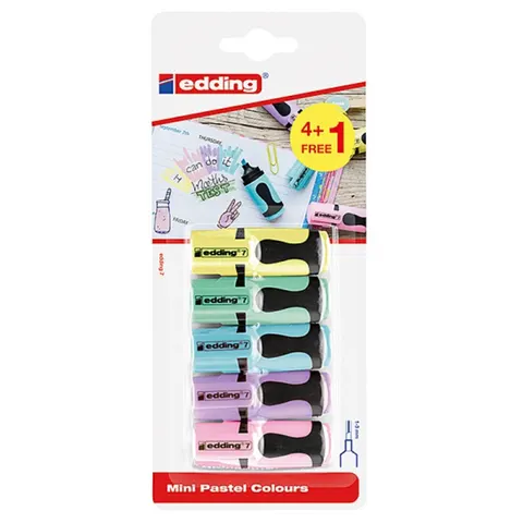 Mini zakreślacz e-7 Edding 5 szt. mix kolorów pastelowych