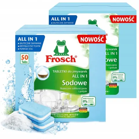 FROSCH Sodowe Tabletki do Zmywarek All in 1, 50 szt, pakiet 2 opakowań