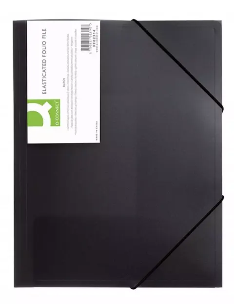 Teczka z gumką na rogach Q-CONNECT 400 mic wykonana z PP transparentna czarna A4