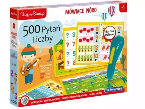 Clementoni 50783 UCZĘ SIĘ BAWIĄC Mówiące pióro 500 pytań liczby
