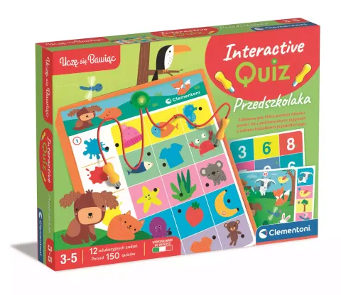 CLEMENTONI INTERAKTYWNY QUIZ PRZEDSZKOLAKA GRA 3-5 LAT 12 ZADAŃ 150 QUIZÓW