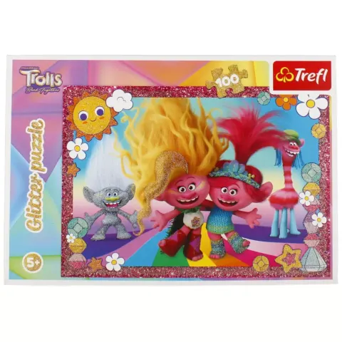 Puzzle 100el Glitter brokatowe Błyszczące Trolle Trolls 3 14829 Trefl