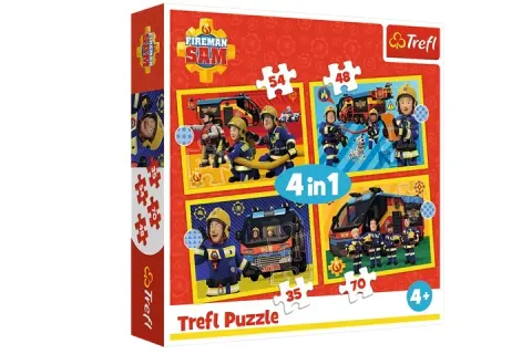 PUZZLE 4w1 Strażak na sygnale /Strażak Sam 34348