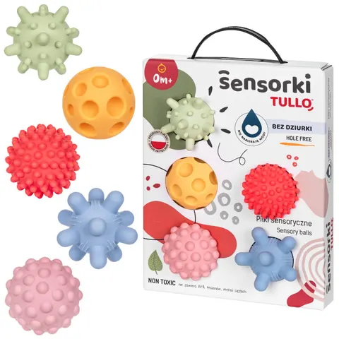 Sensorki Tullo. Piłki sensoryczne 5 szt. Bez dziurki. Pastelowe