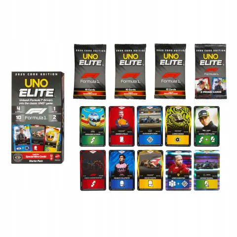 UNO Elite Formuła 1 Edycja podstawowa Starter Pack Zestaw startowy Mattel