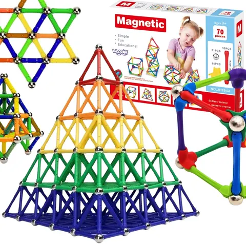 WOOPIE Klocki Magnetyczne Konstrukcyjne Układanka Kreatywna 70 elementów