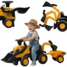 FALK Jeździk Traktor JCB z Przyczepą Grabkami i Łopatką Ciche Koła 1-3 lat