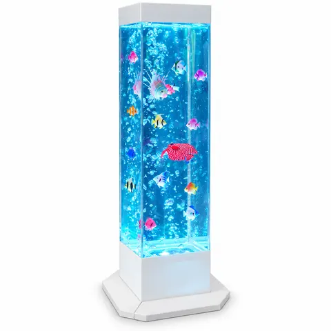 Kolumna bąbelkowa podświetlana z rybkami - akwarium 80cm