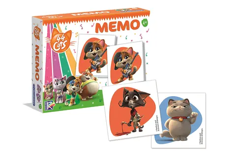 Clementoni Memo 44 Koty – gra pamięciowa 48 kart, 4+