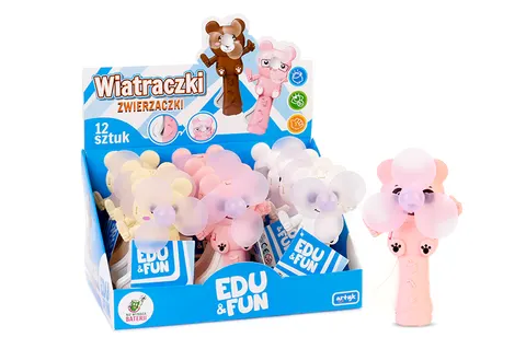 Edu&Fun Wiatraczek ręczny dla dzieci – 14 cm, bez baterii, 3 kolory, 3+