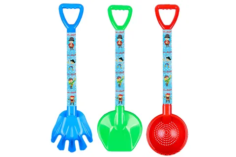 Demastil Duży zestaw do piasku – grabki 58 cm, łopatka 57 cm, sitko 3+