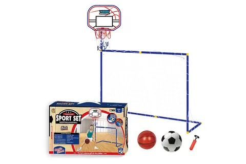Artyk Zestaw sportowy 2w1 – kosz do koszykówki i bramka 88 cm, 3+