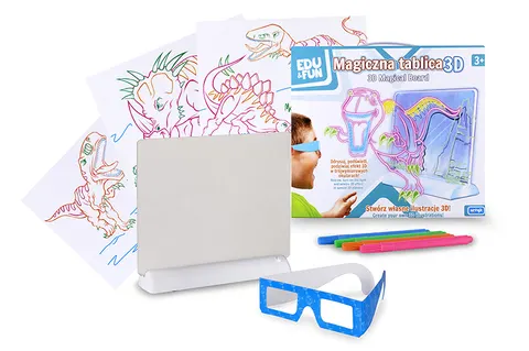 Edu&Fun Magiczna Tablica 3D do rysowania – LED, mazaki, okulary 3D