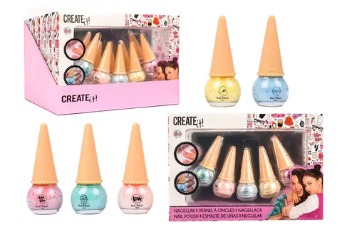 Create It! lakiery do paznokci Lody Disco – 5 kolorów z brokatem, 6+