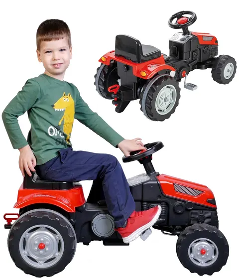 Pilsan traktor na pedały dla dzieci – czerwony, regulowany fotel, 3+