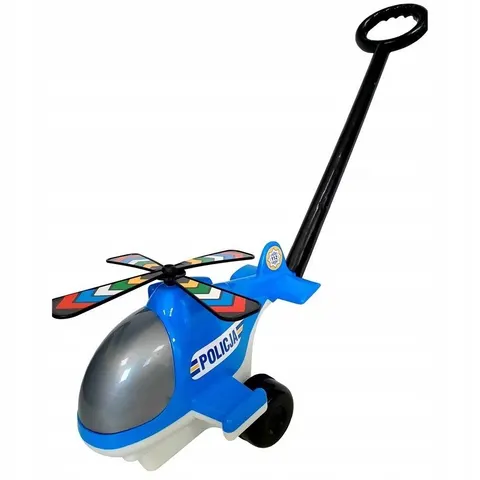 Macyszyn Toys Helikopter Policyjny do Pchania – rączka 43 cm, 2+