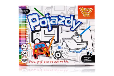 Gra Memo Edukacyjna Maluj i graj Pojazdy Kredki Naklejki 2-4 graczy 4+