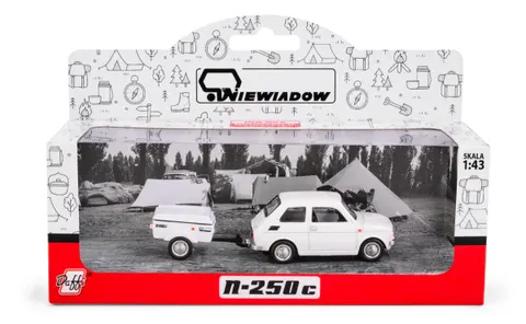 Fiat 126P Biały + przyczepa krótka Niewiadów N250C Daffi Skala 1:43