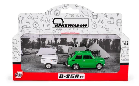 Fiat 126P Zielony + przyczepa krótka Niewiadów N250C Daffi Skala 1:43