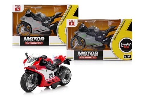 Funny Toys for Boys – Motocykl Pull Back ze Światłem i Dźwiękiem 14 cm 3+