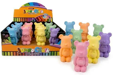 Artyk kreda chodnikowa Miś – jumbo 10 cm, 6 kolorów, 3+