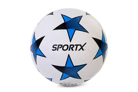 SPORTX Piłka do koszykówki rozmiar 7 – guma, biało-niebieska w gwiazdy