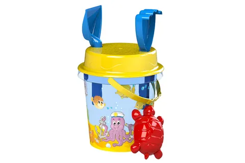 Artyk Zestaw do piasku Ośmiornica – transparentne wiaderko 17 cm, sitko, 3+