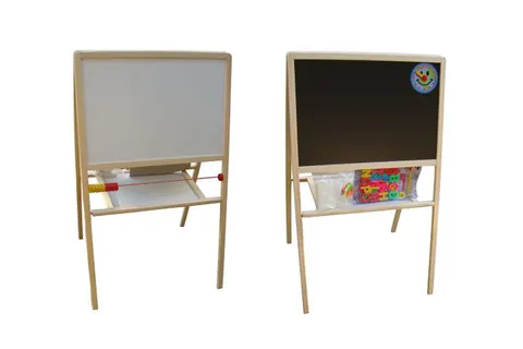 Tablica Drewniana Dwustronna Magnetyczna i Kredowa – 90 cm, 3+