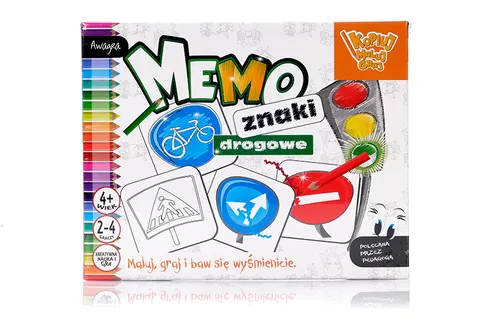 Awagra Maluj Graj Memo Znaki Drogowe – 24 karty, kredki, 4+