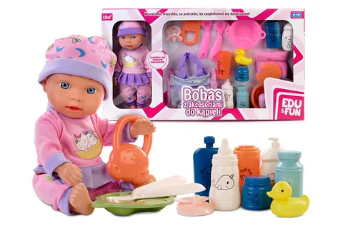 Edu&Fun Bobas z akcesoriami do kąpieli – lalka 28 cm, 3+