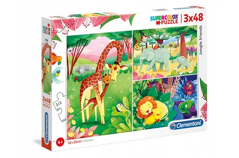 Clementoni SuperColor puzzle 3x48 Jungle Friends – 32x22 cm, 4+
