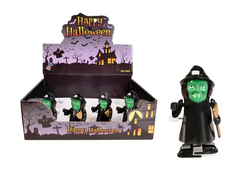 Artyk Nakręcana Czarownica Halloween z miotłą – ok. 7–8 cm, 3+