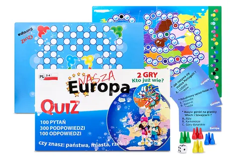 Fan Games Quiz Nasza Europa 2 w 1 – gra geograficzna 8+, 100 pytań