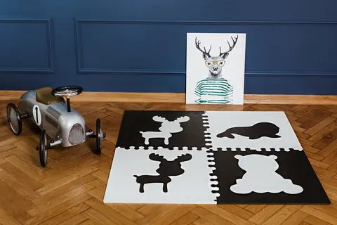 Puzzle piankowe czarno-białe Zwierzęta Lasu L