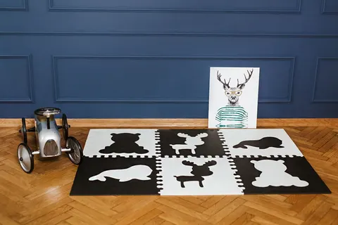 Puzzle piankowe czarno-białe Zwierzęta Lasu XL