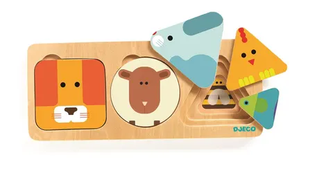 Drewniane puzzle warstwowe ZWIERZĄTKA, Djeco