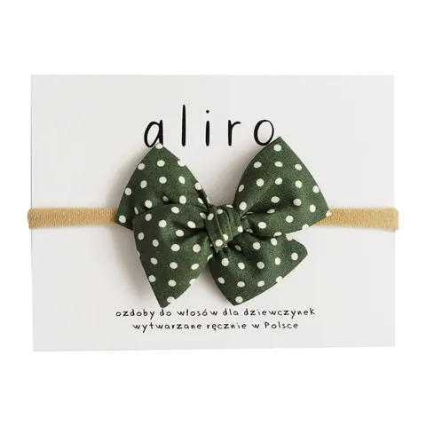 Opaska z kokardką Aline Mini Zieleń z kropkami, Aliro