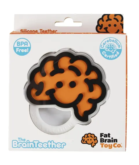 Gryzak pomarańczowy mózg logo Fat Brain Toys