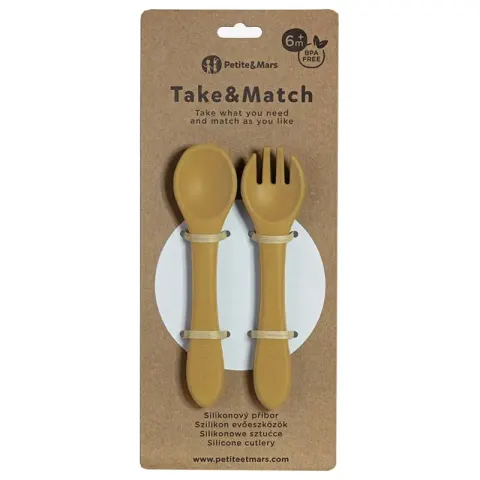 Sztućce silikonowe Take&Match Intense Ochre, Petite&Mars