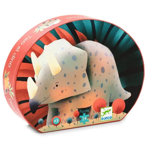 Puzzle w ozdobnym pudełku Dinozaur Triceratops 24 el., Djeco
