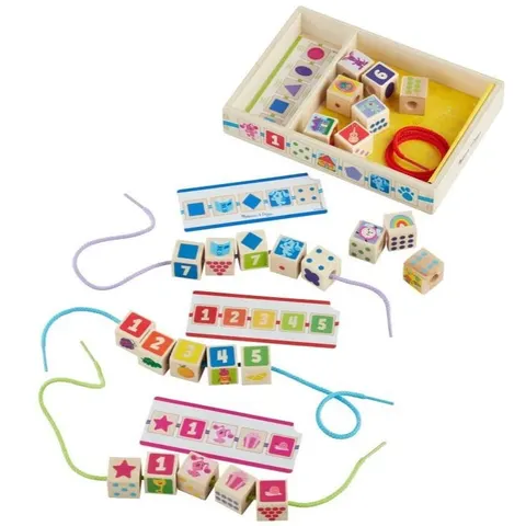 Drewniane edukacyjne klocki do nawlekania, Melissa & Doug