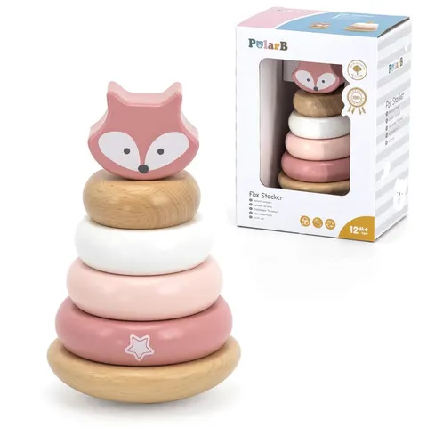 Drewniana piramidka Lisek Różowy, Viga PolarB