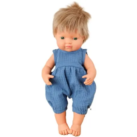 Spodenki Bloomersy muślinowe Denim Blue dla lalki Miniland 38 cm