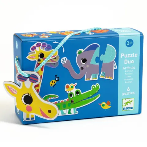 Puzzle Duo z ruchomymi elementami - Zwierzęta ZOO, Djeco