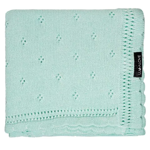 Kocyk ażurowy Daisy Mięta 80x100, Lullalove