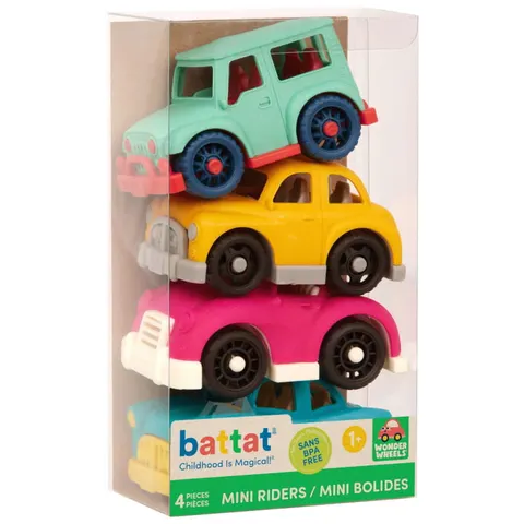 Battat - B.Toys -Zestaw 4 MAŁYCH AUTEK – 4 Mini Riders - zestaw nr2