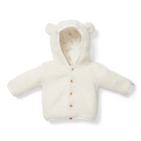 Zapinana bluza z kapturem Teddy - Baby Bunny Off-White 80cm, Little Dutch