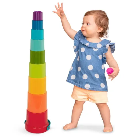 Kubeczki do piętrowania z wiaderkiem - Zestaw Kubełków Stack up Cups, B.Toys