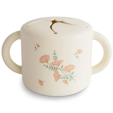 Kubek niewysypek na przekąski Pink Flowers, Mushie